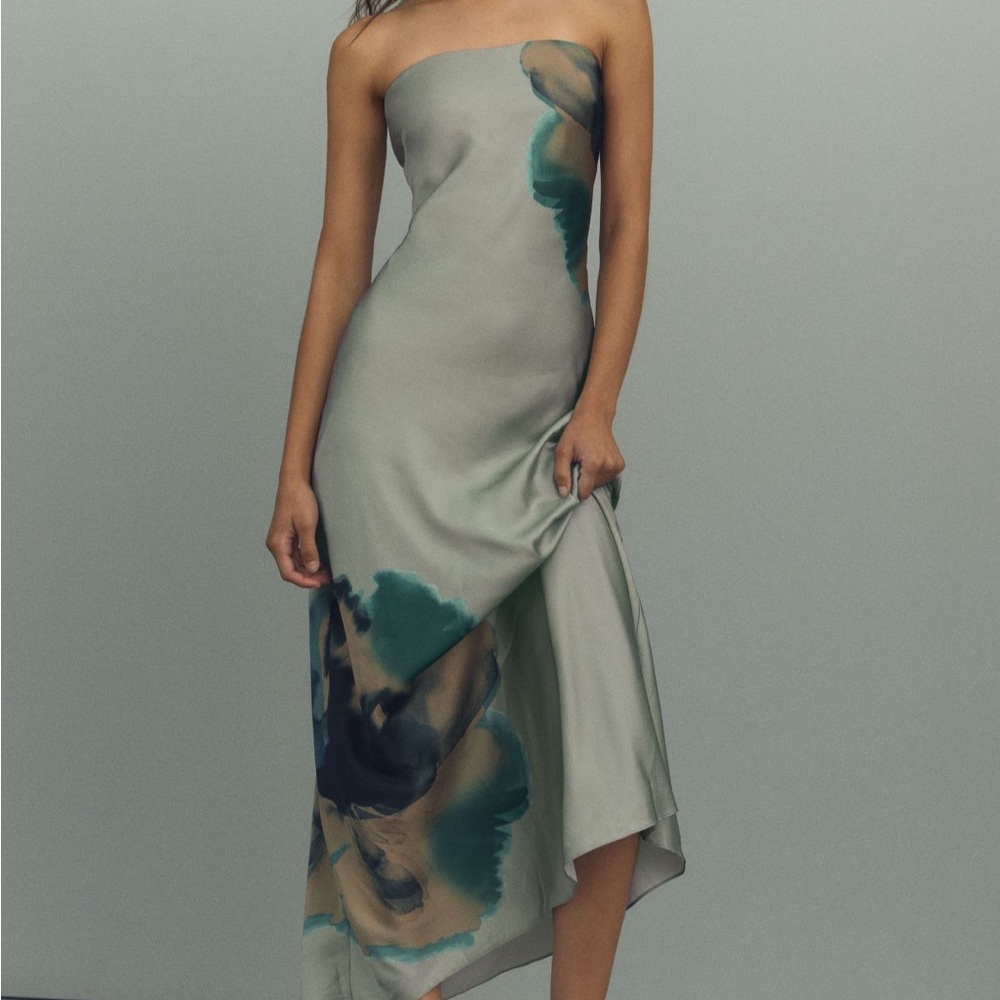 Anthropologie Hutch Strapless Column Satin dress- NWOT
